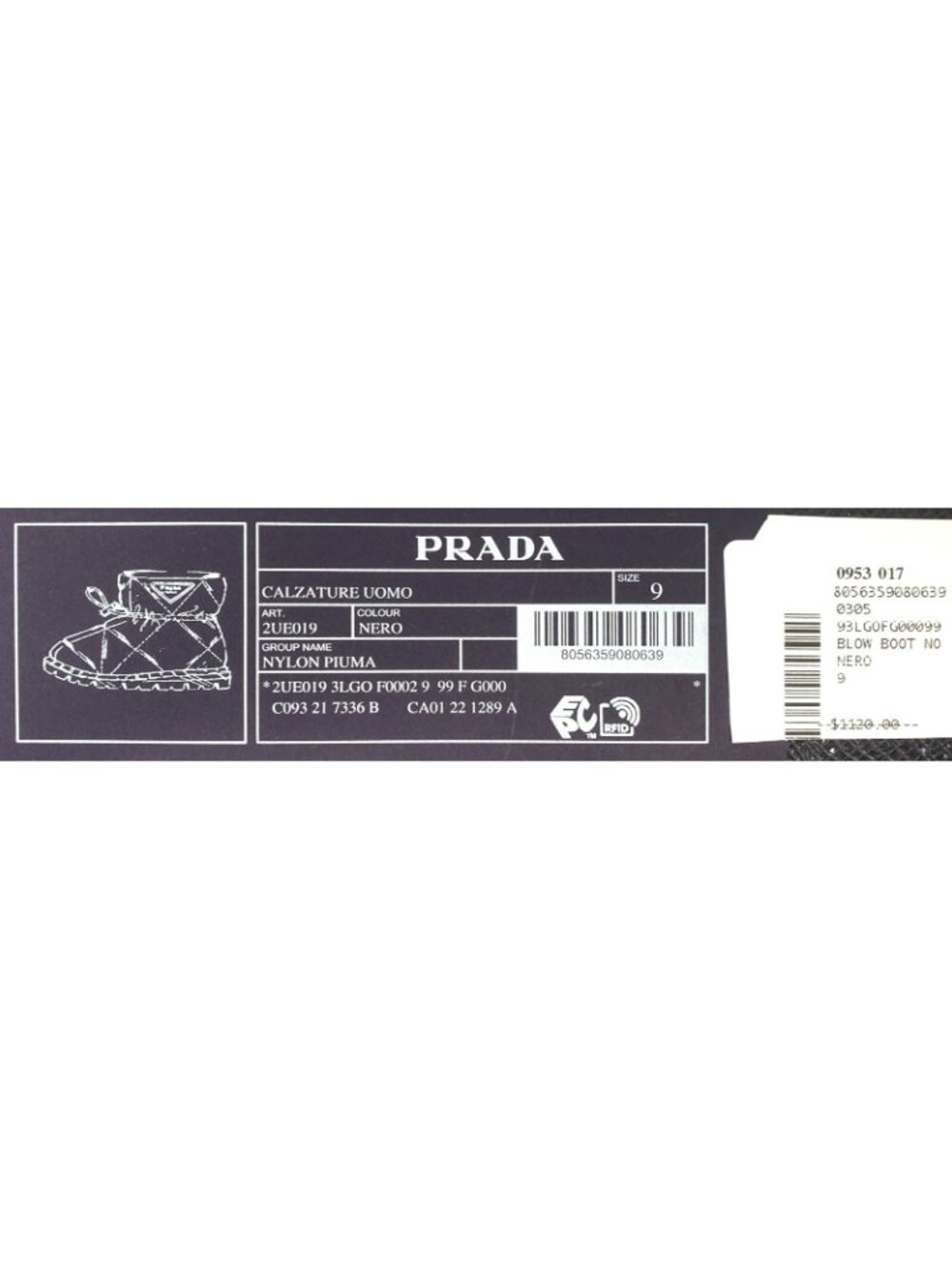 $1120 Prada Blow 19 Quilted Nylon Drawstring Snow Boots Black Size 9 - Picture 7 of 7